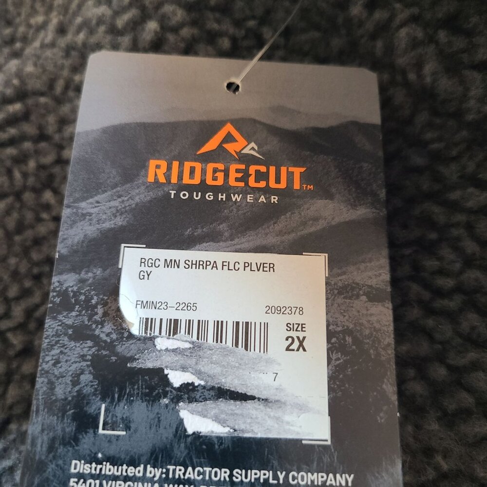 Ridgecut Toughwear Mens Sherpa Fleece Pullover 2XL Gray With Black Warm Workwear - Picture 6 of 12